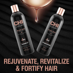 CHI Black Seed Oil ingredient visualization highlighting antioxidants and nourishment.