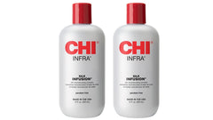 CHI Infra Silk Infusion bottle front emphasizes sleek packaging and lightweight leave-in softness.