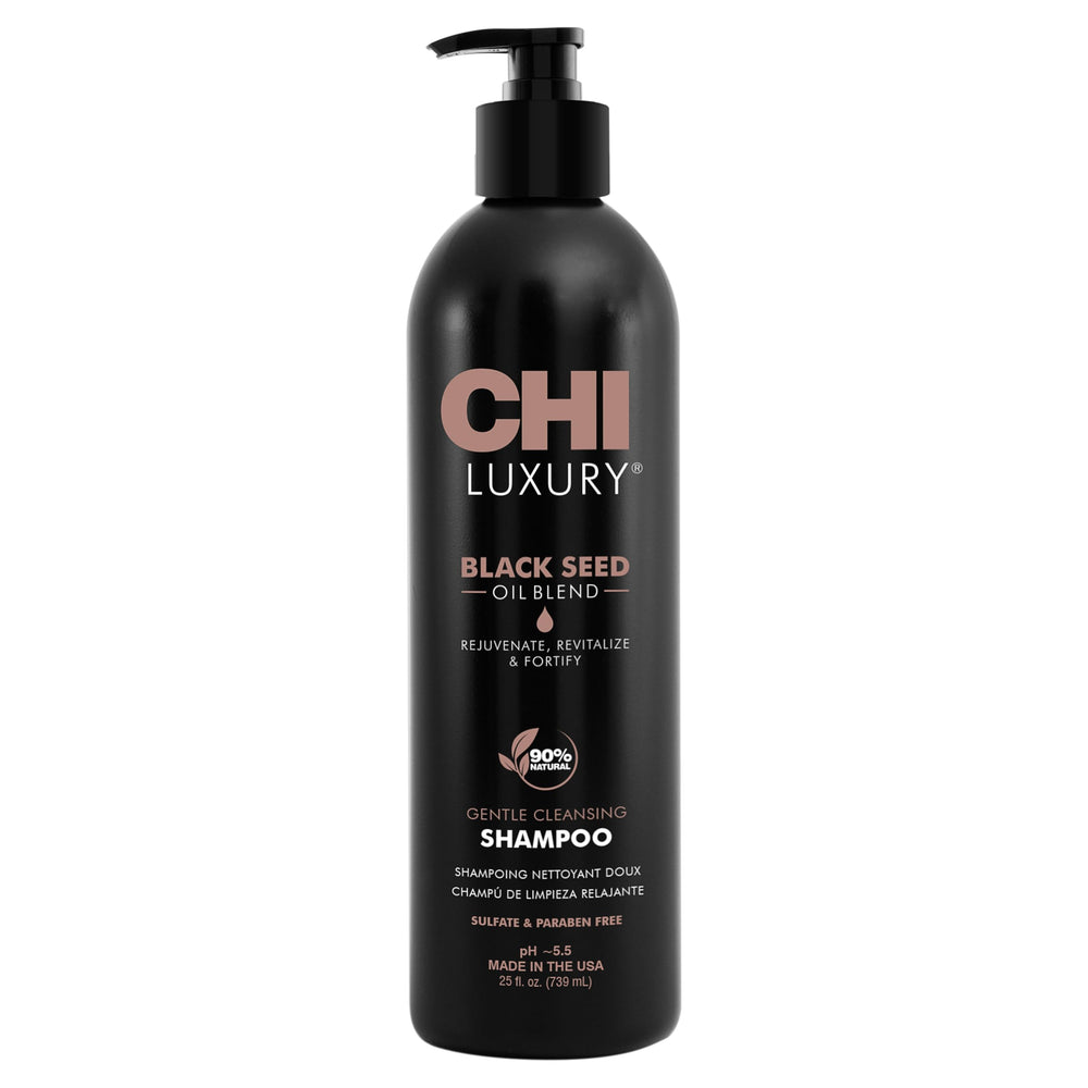 CHI Luxury Black Seed Oil Shampoo lather delivers a rich cleanse for fuller-looking hair.