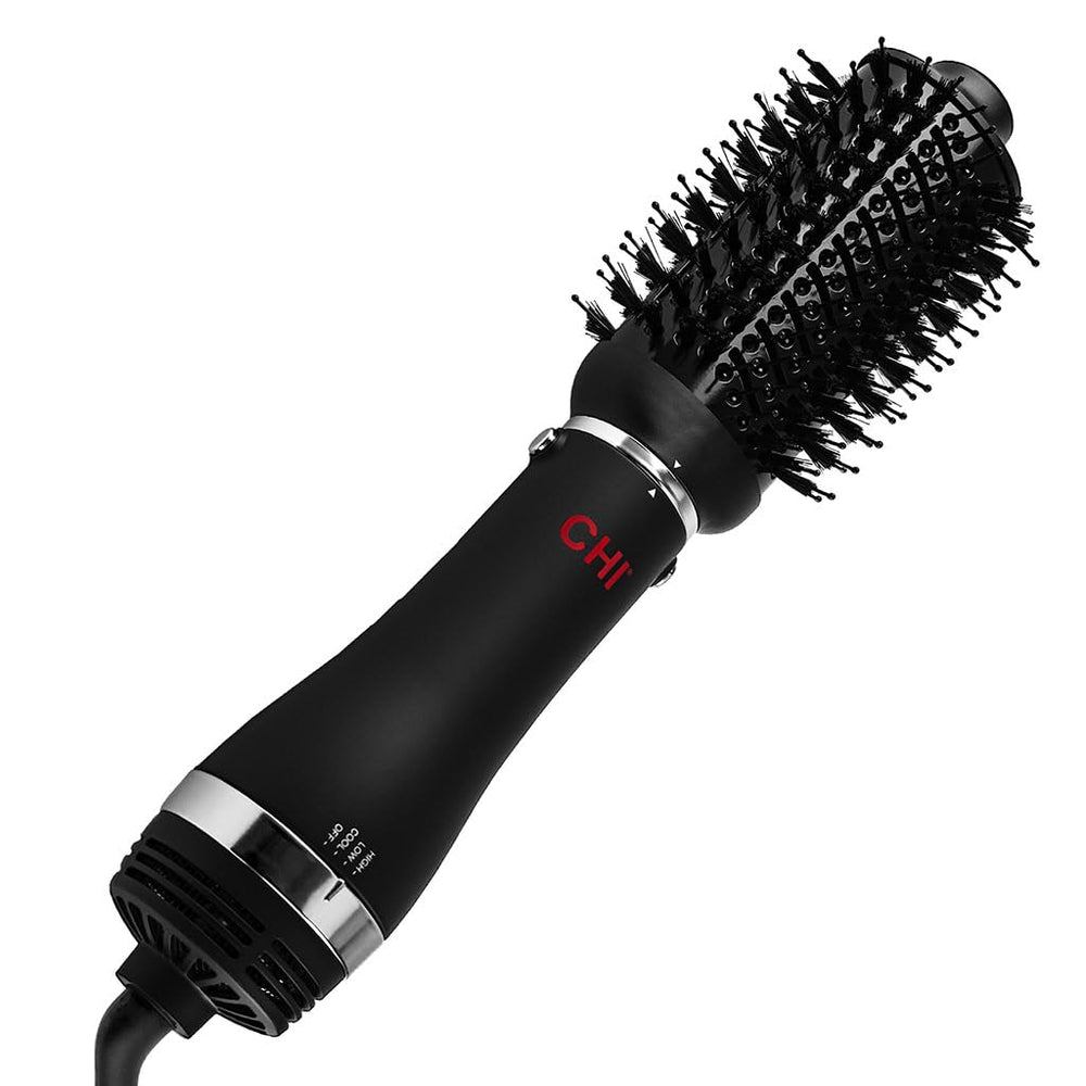 CHI Volumizer with oval brush attachment for voluminous blowouts and smooth finish.