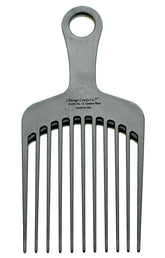 Chicago Comb Model 12 carbon fiber pick front view for detangling thick hair