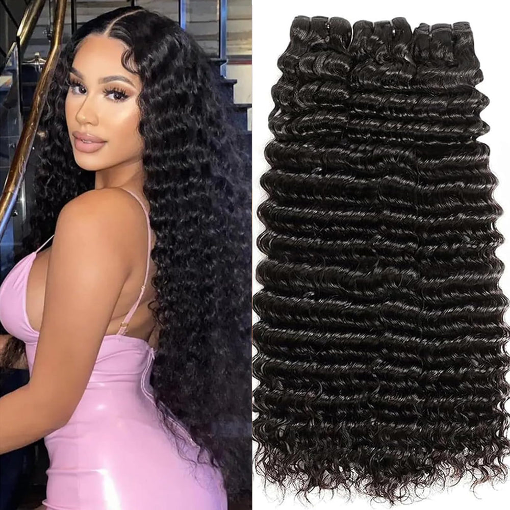 Chikamlty Deep Wave bundles 16in front view for natural fullness and bounce