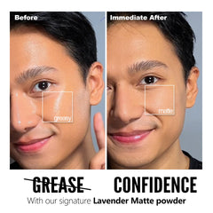 Chillab Lavender Matte Powder with ultra-soft puff for easy touch-ups.