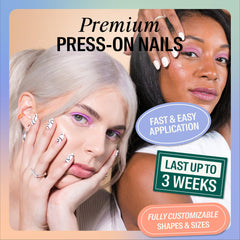 Chillhouse Chill Tips 30 nail shapes and sizes demonstrate versatile manicure options.