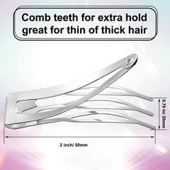 Chinco double-grip clip 2-inch silver stacked to highlight the three-tooth design.