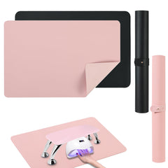 Chiplesier nail art table mat pink view demonstrates a tidy, tool-ready workspace.