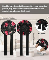 CHLINS satin bonnet on head demonstrates stay-put performance