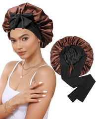 CHLINS satin bonnet night cap on head protects moisture while sleeping