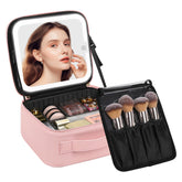 Chomeiu makeup bag LED mirror open view highlights spacious storage for cosmetics