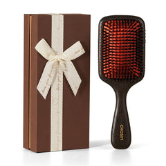 CHOSIN boar bristle paddle brush with wooden handle for gentle detangling