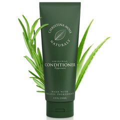 Christina Moss Naturals conditioner bottle on shelf for silicone-free care