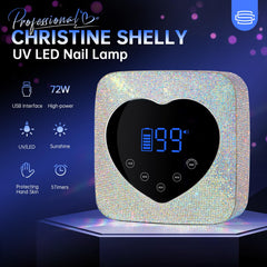 Christine Shelly UV LED nail lamp 72W cordless design supports salon-quality nails.