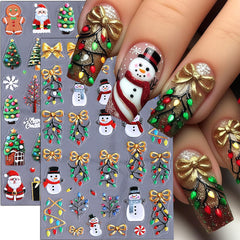 christmas-nail-stickers close-up showing 3D-like details and shimmer
