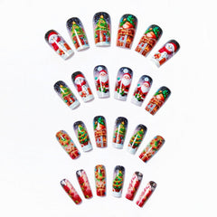 Christmas Press on Nails snowflake pattern adds winter chic to any outfit.