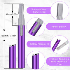 Chumia eyebrow trimmer purple front close-up for gentle trimming and quick touch-ups