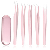 Chumia pink volume eyelash tweezers with straight tips for precise lash placement.