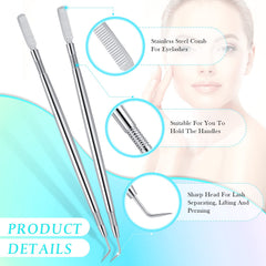 Chumia stainless-steel lash brush and pointed tool aid accurate gel application.
