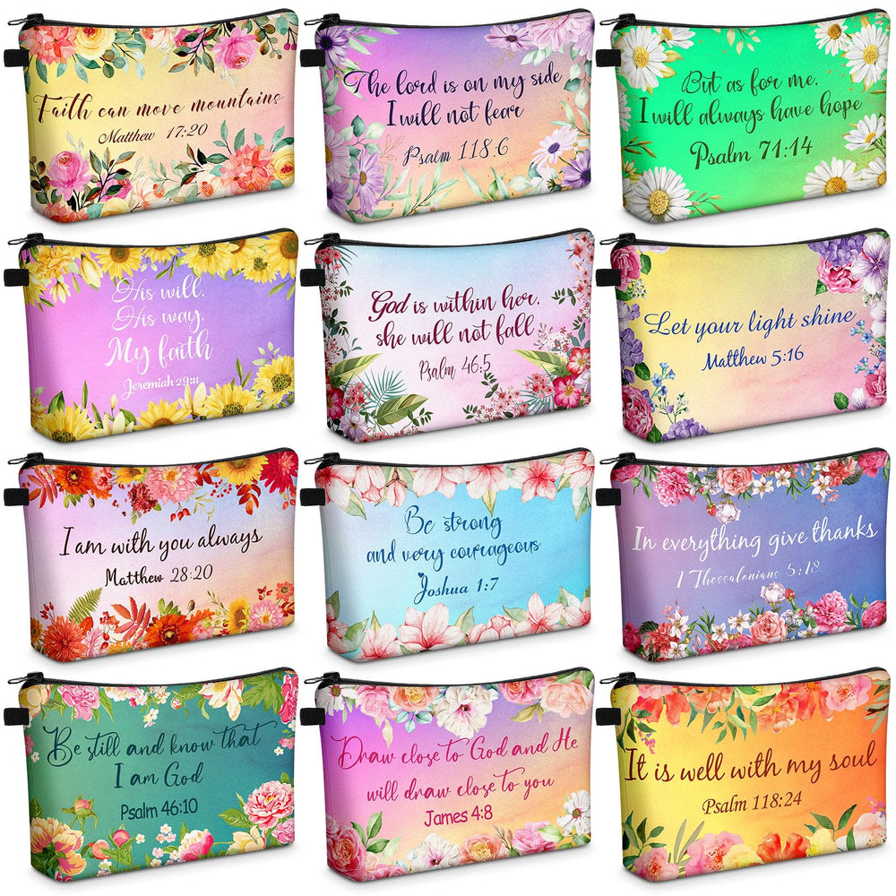 Chunful Christian makeup bags 12-pcs set—great for daily organization and gifting