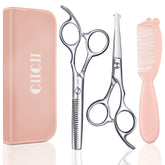 CIICII Kids Hair Cutting Scissors Kit main pieces arranged for at home use