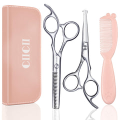 CIICII Kids Hair Cutting Scissors Kit main pieces arranged for at home use