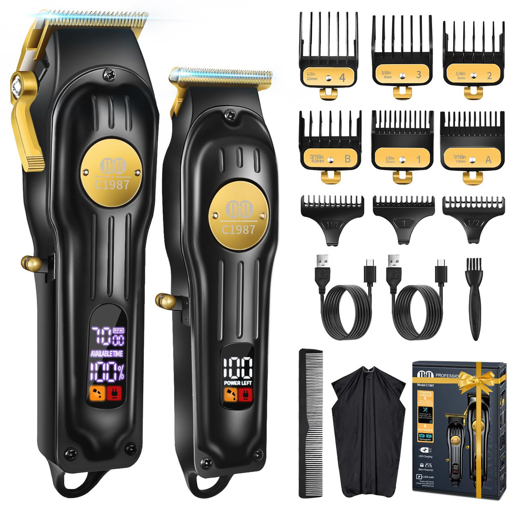 CIICII hair clippers set with black metal body for durable home grooming.