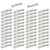 Cinaci 8cm silver barrettes front view for secure hold and chic style