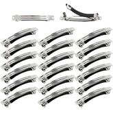 Cinaci blank silver metal barrette 8cm held in hand for secure styling.