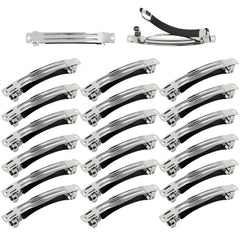 Cinaci blank silver metal barrette 8cm held in hand for secure styling.