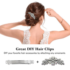 Cinaci silver metal barrette 6cm close-up for DIY decorating.