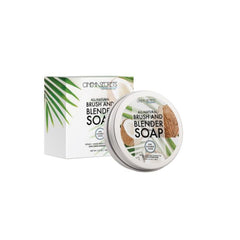 Cinema Secrets brush cleaner soap front label shows vegan formula for gentle cleansing.