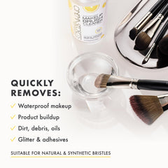 Cinema Secrets Original Brush Cleaner drying-brush highlights near-instant dry time for immediate use.
