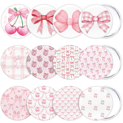 Cinnvoice Christmas Bow compact mirror in pink for on-the-go touch-ups