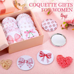 Cinnvoice heart-design pink compact mirror for purse-ready touch-ups