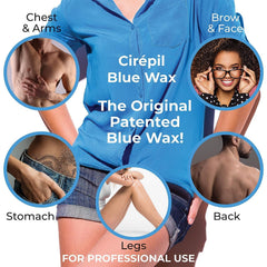 Cirepil Blue wax beads gel texture ready for skin application.
