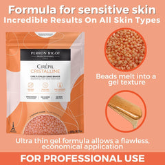 Cirepil Cristalline beads closeup — consistent melt for smooth hair removal.