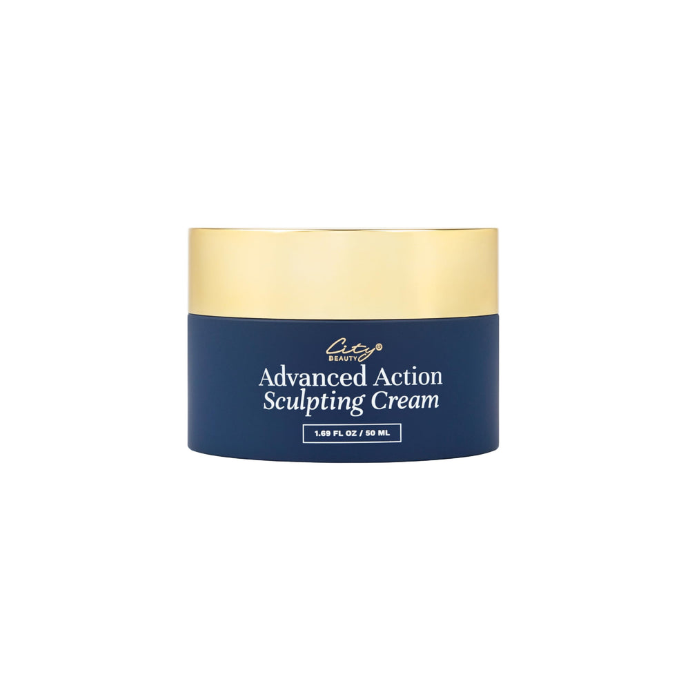City Beauty Advanced Action Sculpting Cream bottle closeup for firming skincare