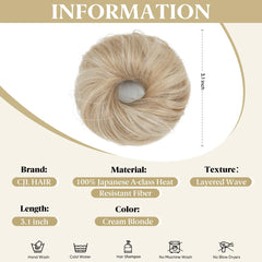 CJL HAIR 2PCs small bun Cream Blonde mini bun ready for chic updos.