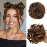 CJL HAIR 2pcs small cute messy bun chocolate adds lightweight volume for thin hair.