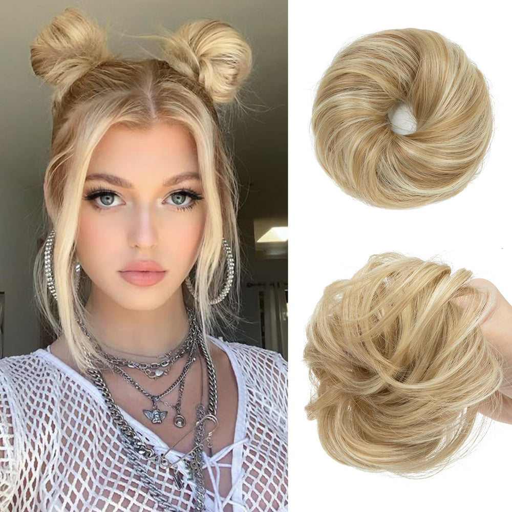 CJL HAIR 2PCs messy bun side view adds lightweight volume for thin hair
