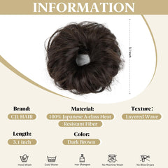 CJL HAIR mini synthetic curly bun closeup shows soft curls for volume.