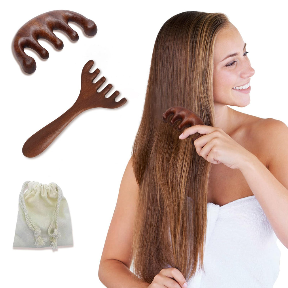 CKCLGTDM wooden scalp massager set with sandalwood claws for soothing scalp comfort