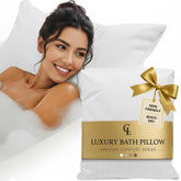 Claessonliving luxury bath pillow full view shows plush head and neck support.