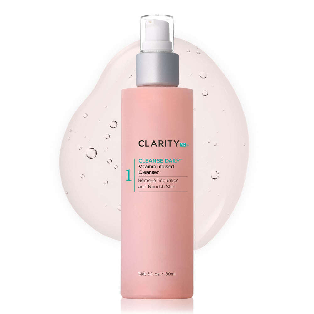 ClarityRx Cleanse Daily Face Wash bottle showcases vitamin-infused formula for daily cleansing.