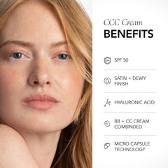 CLE Cosmetics CCC Cream application by fingers shows warm-light shade blending