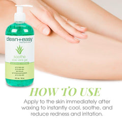 Clean + Easy Aloe Vera Gel removes wax residue from skin after waxing