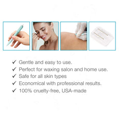 Clean + Easy retract mechanism image shows safety feature to prevent skin piercing.