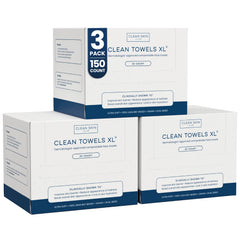 Clean Skin Club Clean Towels XL packaging shown for convenient skincare routine