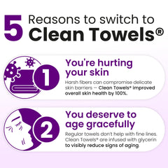 Clean Skin Club Healthy Aging Clean Towels XL travel scene demonstrates compact, hygienic skincare on the go.