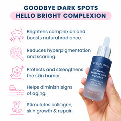 Clean Skin Club vitamin c serum dropper being used for easy daily application.