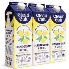 CleanCult lemon-verbena bottle pour—gentle, refreshing cleansing at the sink.